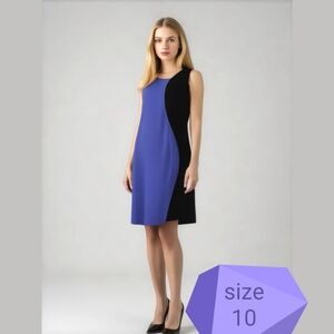 NWT Calvin Klein Women's Indigo Blue and Black Dress size 10 jersey